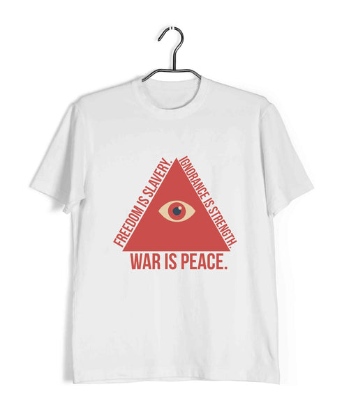 George Orwell WAR IS PEace. Freedom is Slavery. Ignorance is strength. Triangle Format Books Casual Graphic Printed T-Shirt for Men